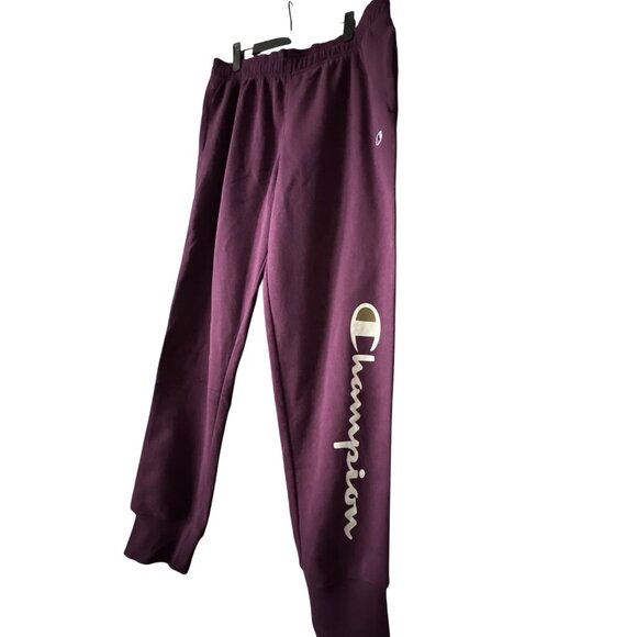 NWT Champion Purple Joggers Powerblend Standard Fit Plum Logo Down Leg Large - Picture 4 of 9